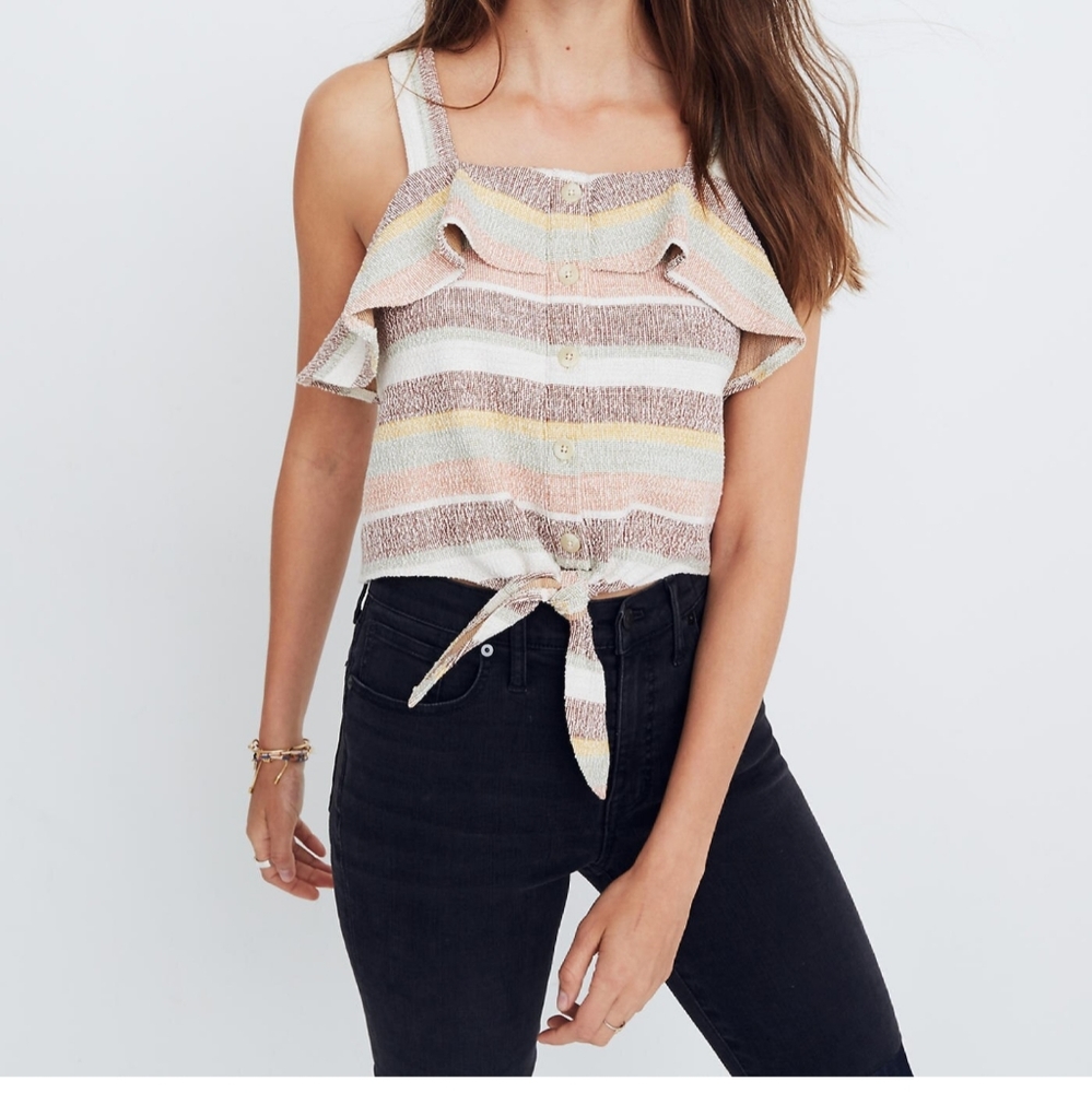 Madewell Texture & Thread Ruffle Tie Front